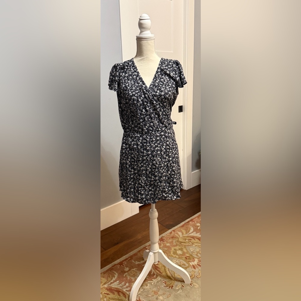 Hollister Floral Black Wrap Romper